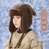 Kids' 2025 Autumn/Winter Lei Feng Hat: Thickened Pom-Pom Ear Protection, Plush Warmth for Boys & Girls.