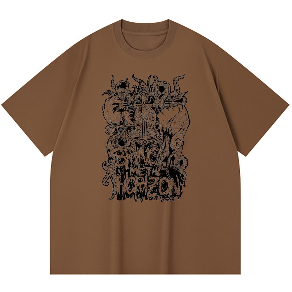 230 Gsm 100% Cotton Heavy Metal T-Shirt Rock Band Popular Music Print Unisex Heavy Cotton T Shirt