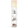 Floor Lamp with Shelves, Adjustable Light, Foot Switch and USB Ports, White