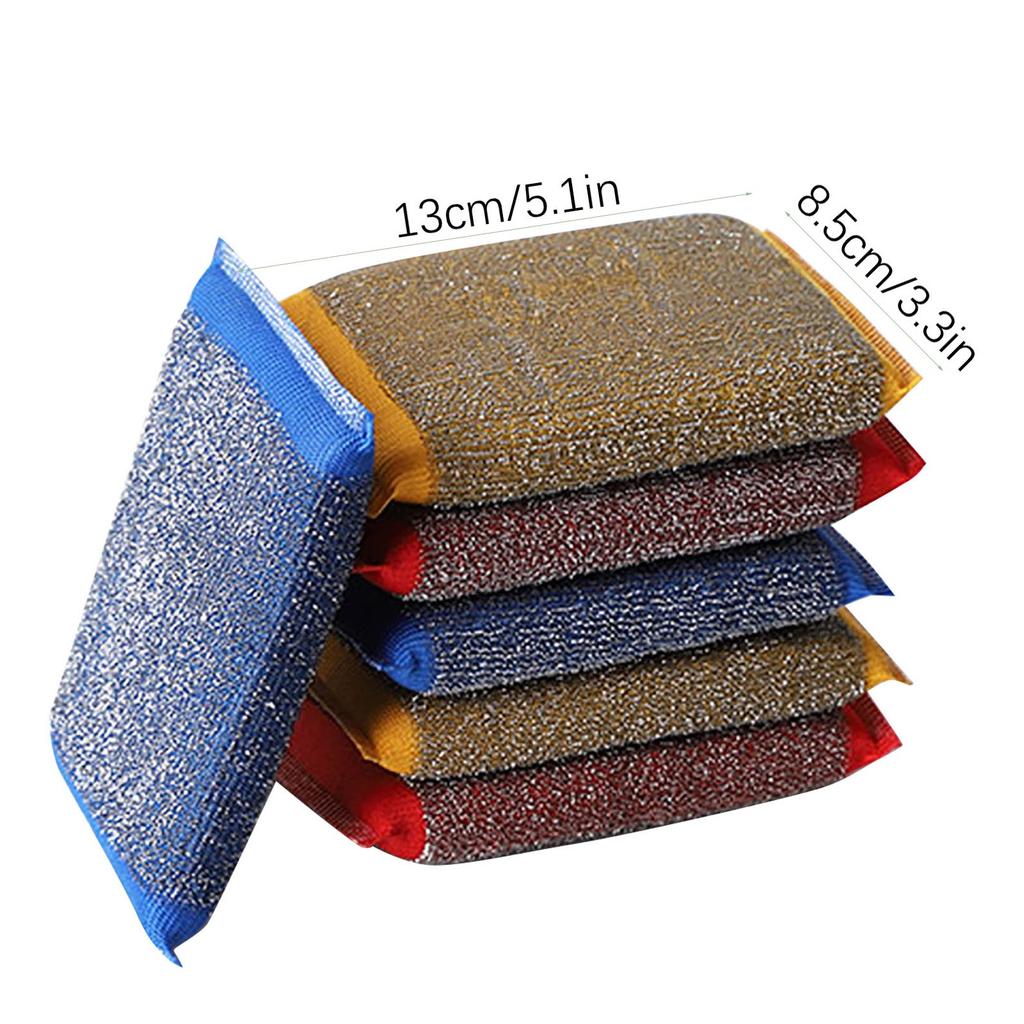 Reusable 6pcs Stainless Steel Sponge Wiping Sponge Kitchen Wiping Pot Artifact Cleaning Cloth Steel Ball Scouring Pad