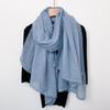 Spring New Lace Pleated Literary Yarn Thin Scarf, Women's Solid Color Cotton and Linen Silk Scarf, Neck Protection Scarf
