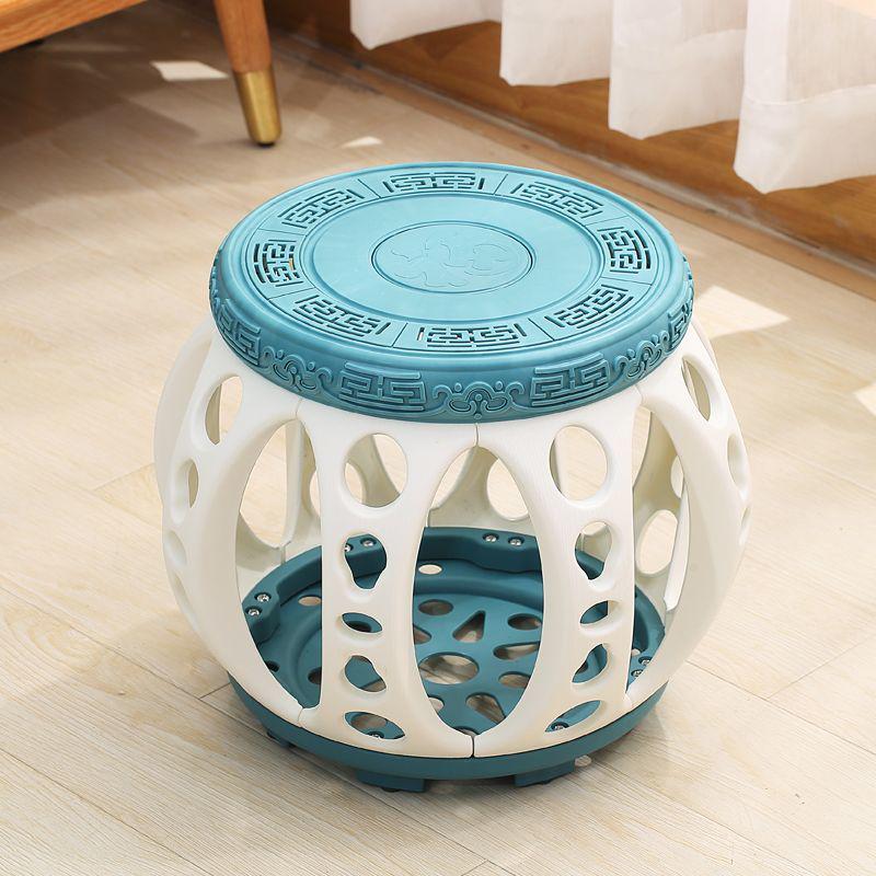 Ancient Style Chinese Round Drum Stool Bench - Artful Design for Tea or Coffee Rooms, Extra Thick Kite Embroidery, Multi-Purpose Qin Pipa Chair.