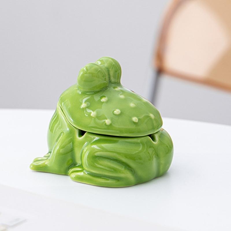 Detachable Frogs Shaped Ashtray Soap Holder for Bar Bathroom Toilet Home Office Hotel Detachable Lid