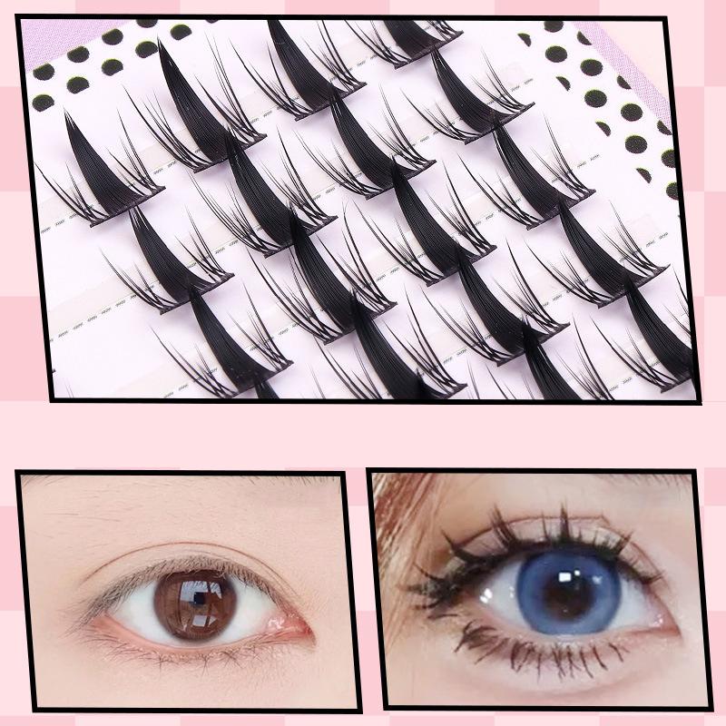 Simulation False Eyelashes Comic Elf Self Adhesive Individual Cluster Reusable Segmented Winged Thick Lash Extension 12Mm