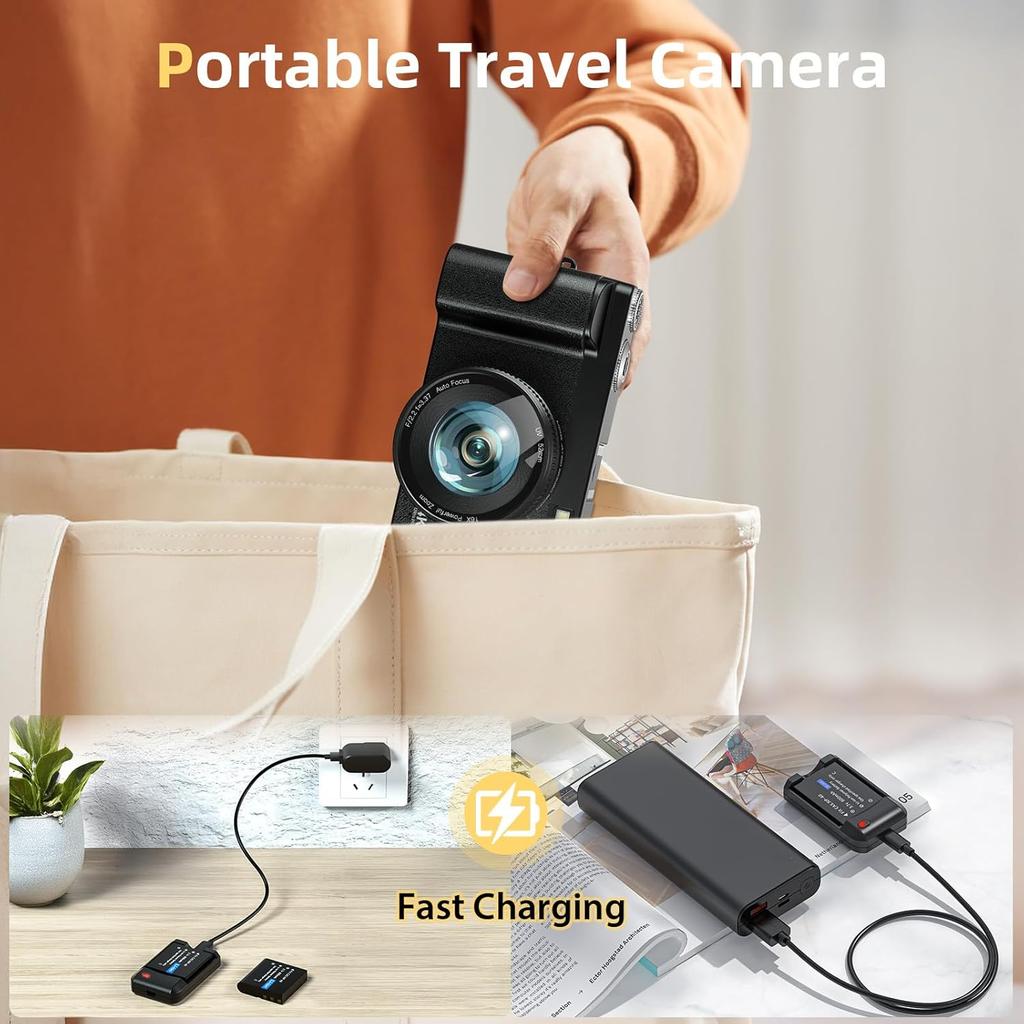 Upgrade 4K Digital Camera for Photography 48MP with 3'' 180° Flip Screen 16X Zoom Autofocus Vlogging Camera for YouTube, Compact Point and Shoot