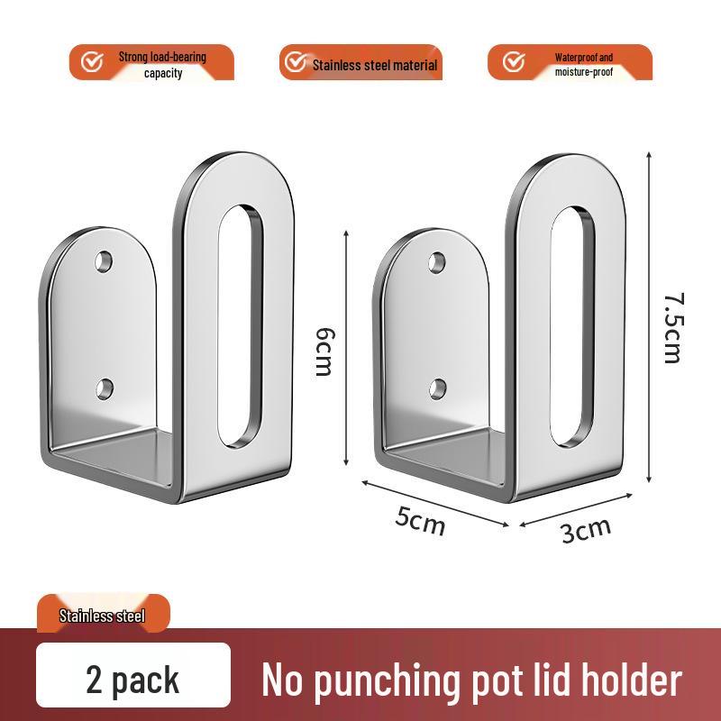 Punch-free Wall-mounted Kitchen Storage Rack for Pot Lids, Cutting Boards, and Drainage.