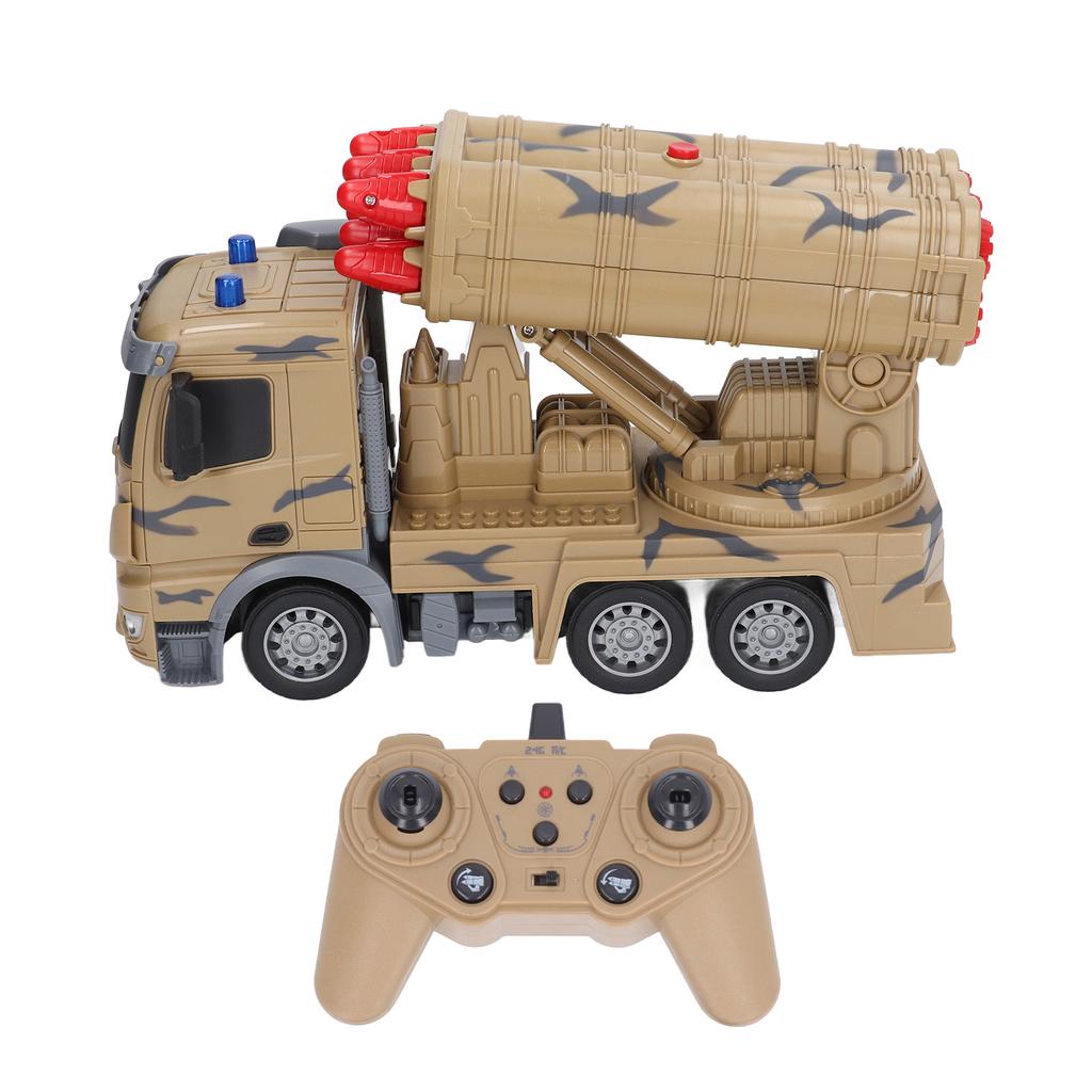 Remote Control Armored Toy Truck 6 Cartridges Light Sound High Simulation RC Pullback Vehicles Toy