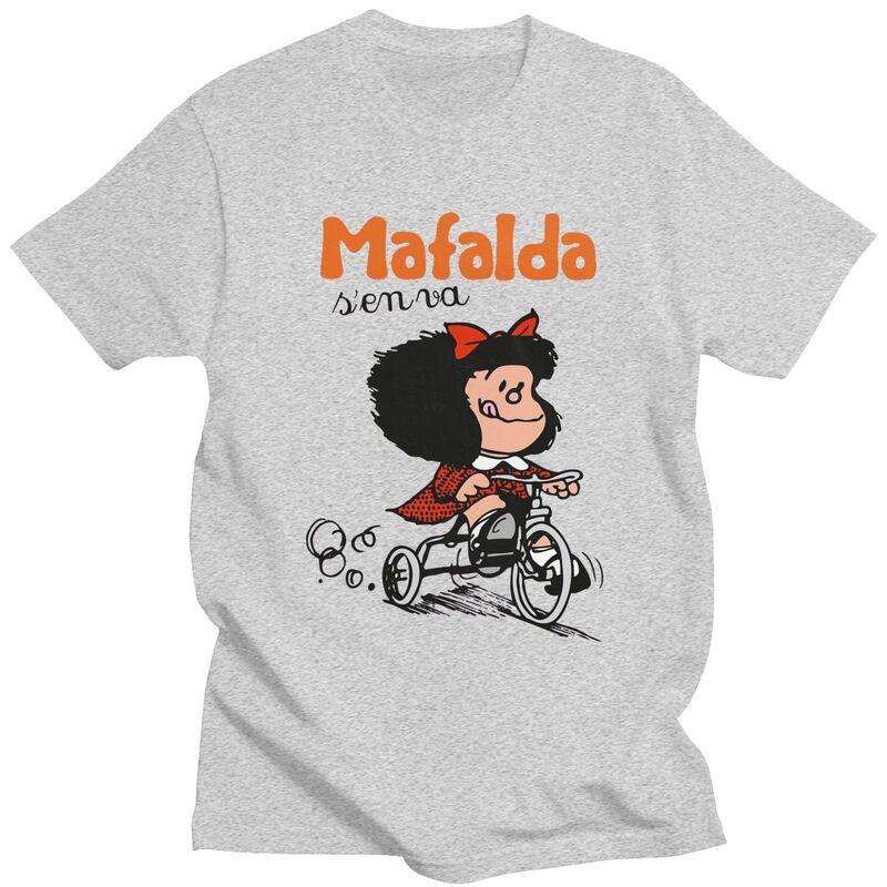 Custom Quino Comic Cartoon Mafalda T Shirt for Men 100 Cotton Tshirt Fashion Tees Short Sleeves Tshirt Clothing