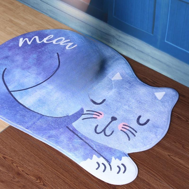 1Pc Tea Table Bibulous Antiskid False Sleeping Cat Washable Kitchen Carpet Bath Mat Bathroom Products Carpet Doormat