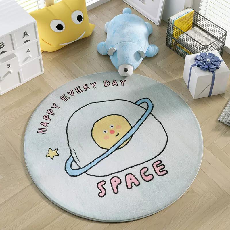 Round Cartoon Plush Carpets Cute Children's Room Decoration Rug Large Area Living Room Rugs Bedroom Bedside Carpet Washable Mats