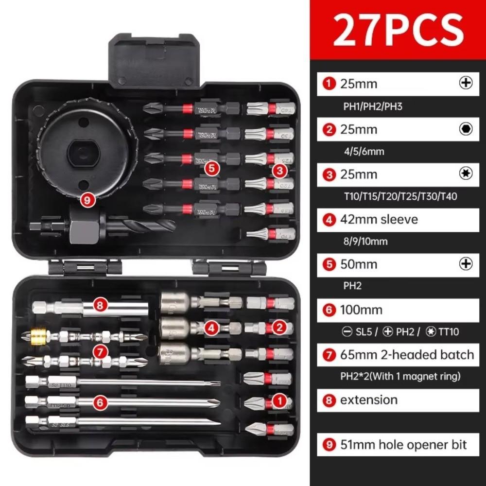 27/35/39Pcs Bits Drill Bits Set Hexagon Bits Hole Bit Screwdriver Bits Set Storage Case Heavy Duty Twist Sleeve