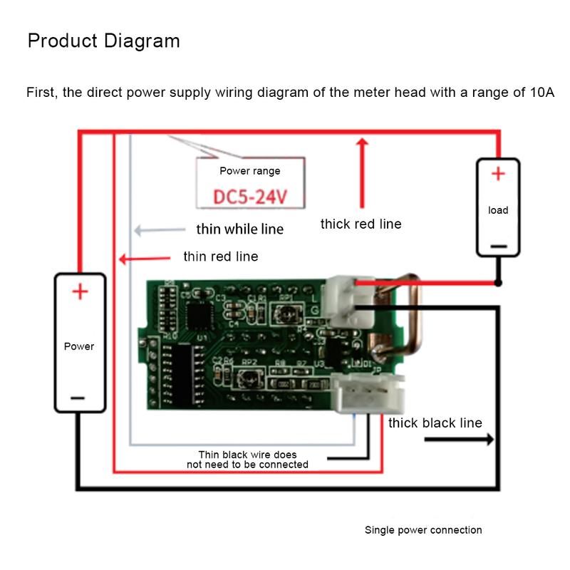 Digital Voltmeter DC 500V 10A Digital Voltmeter Voltage Red Blue Voltmeter Ammeter Volt Meter Gauge Electromobile Motorcycle Car