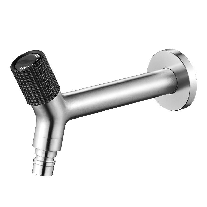 304 Stainless Steel Washing Machine Faucet Lengthened Black/Nickel Single Cooled Faucet Balcony Outdoor Bathroom Mop Pool Tap