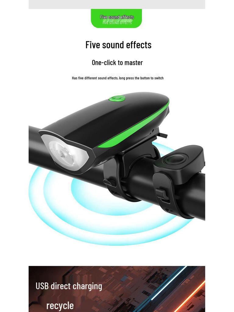 Fernlicht Fahrradlampe vorne mit Hupe für Nachtfahrten & Kinder-Radfahren