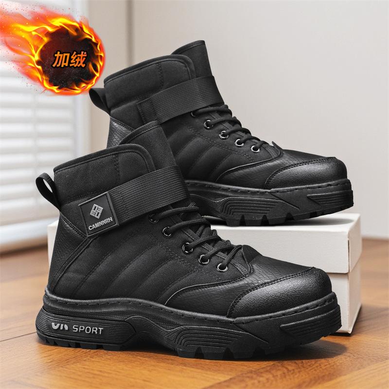 Fashion snow boots winter outdoor high-top thick-soled non-slip black velvet thickened warm Velcro cotton boots
