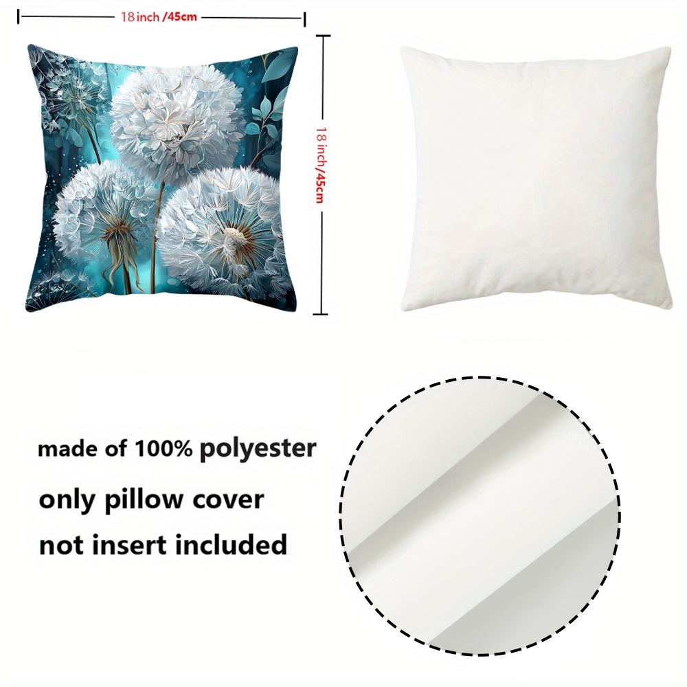 Blue Dandelion Patterned Cushion Covers For Home Decor Polyester Pillowcase, Sofa Decorative Cushion Cov Headboard Pillow