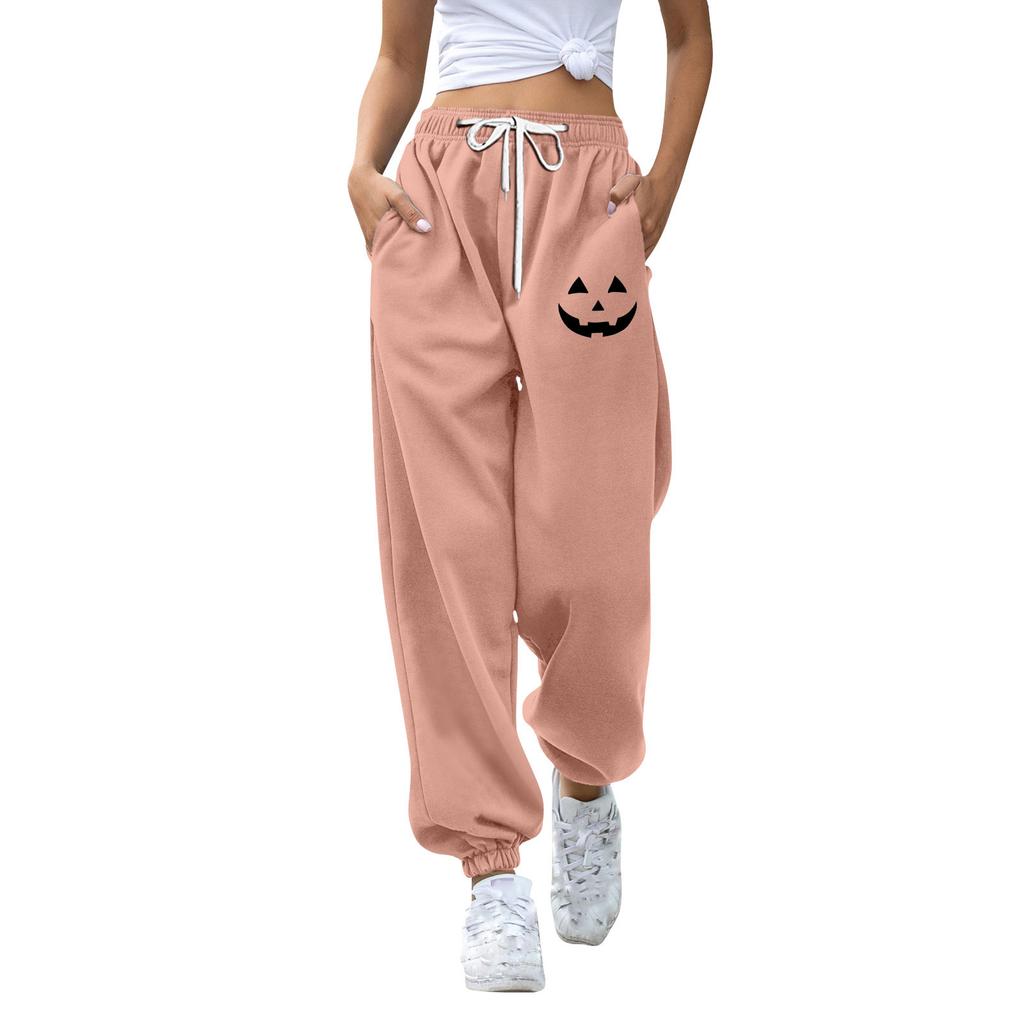 Dětské sportovní Halloweenské tištěné gradientní kalhoty s kapsami na stahovací šňůrku