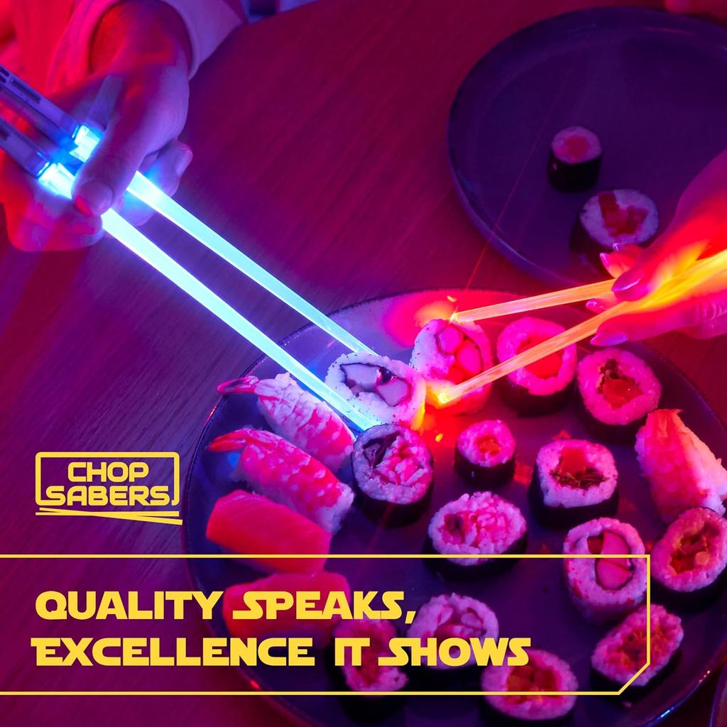 Lightsaber Led Light Up Chopsticks (2 Pair, Red & Blue)