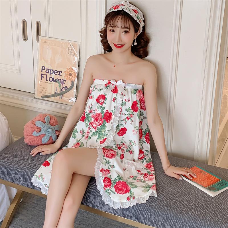 Letnia piżama damska: Codzienny, Wygodny Ręcznik Bandeau i Szlafrok Kąpielowy do Sauny