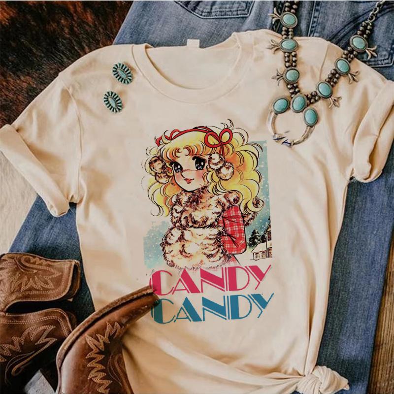 Lata 90. Kawaii Cukierki Cukierki Anime Letni Top Koszulka Damska Nadruk Koszulka Grunge Anime Manga Koszulka Topy Graficzny Estetyczny
