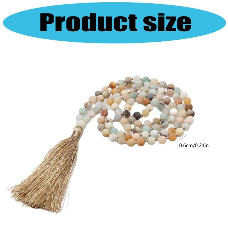 Meditation Necklace with 108 Prayer Beads Long Tassels Yoga Jewelry Mindfulness Necklace for Men or Women