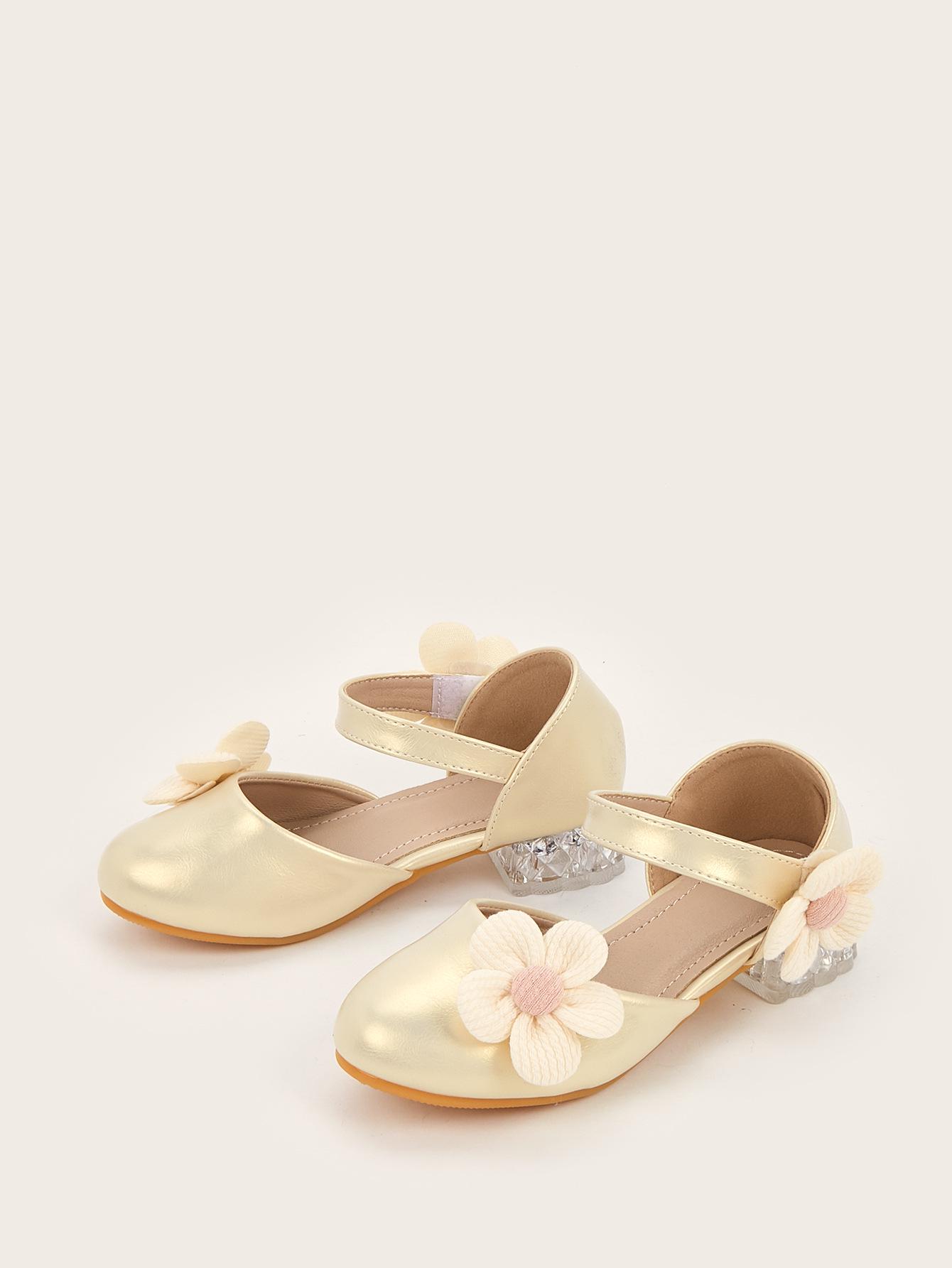

2025 Girls Princess Flower Heel Sandals: Fashionable Outdoor Shoes for Little Ladies 32 золотой
