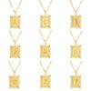 Exquisite Gold Color Initial Pendant Necklace for Women Men Stainless Steel Geometric Alphabet Necklace Friendship Jewelry