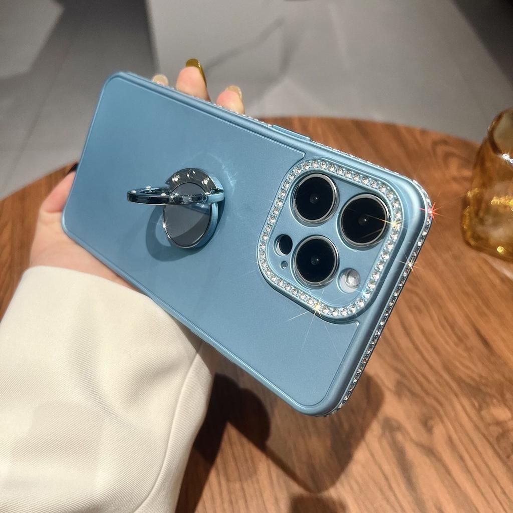 Luxurious Rhinestone Glitter for Iphone15promax Phone Case, Apple 14 Ring Stand and 13 Protective Case