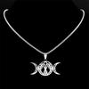 Triple Moon Goddess Luna Necklace Stainless Steel Silver Amulet Hecate Chain Jewelry for Women Men N9736S02