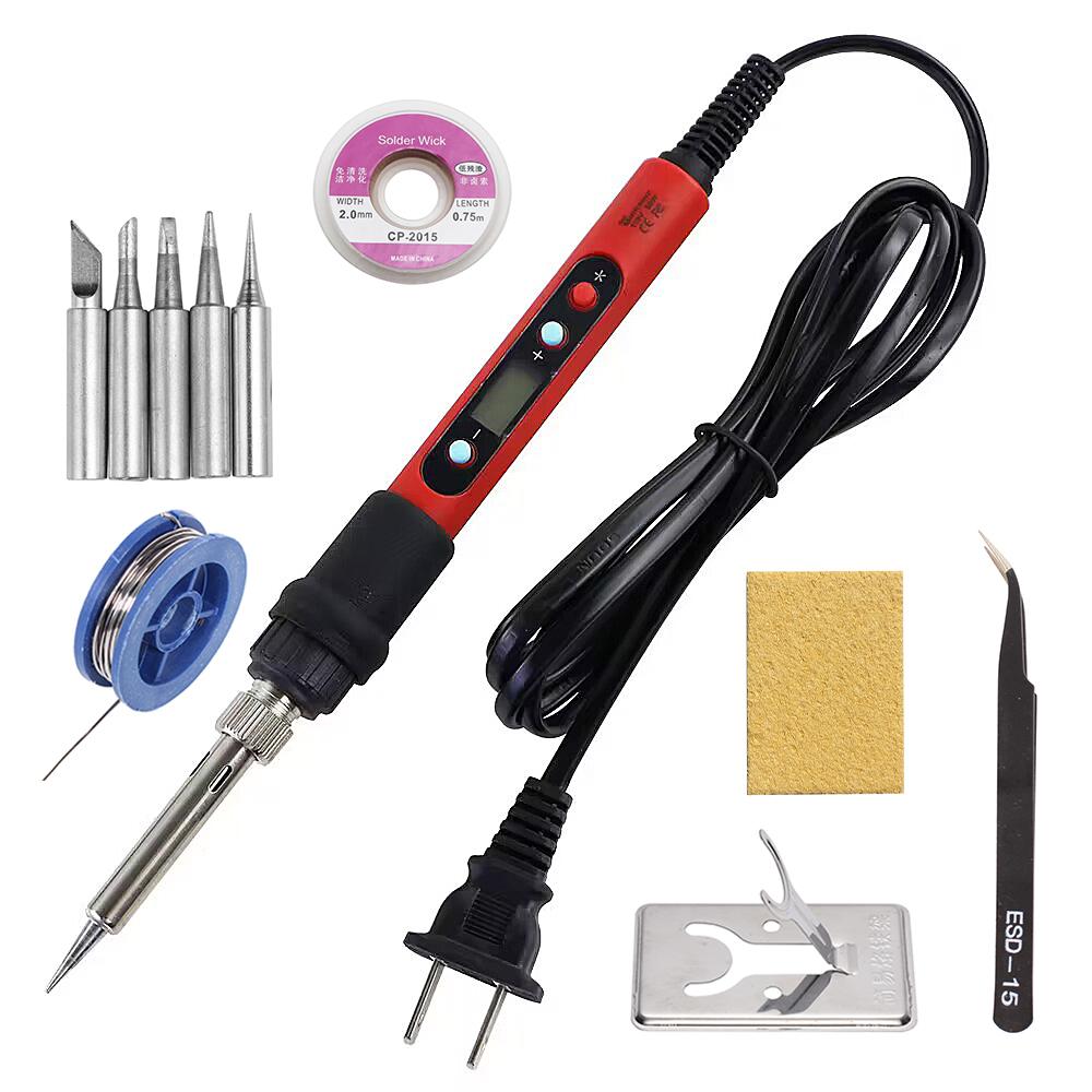 Digital Display Electric Soldering Iron Red 80W 110V / 220V Adjustable Temperature Solder Welding Desoldering Repair Tools