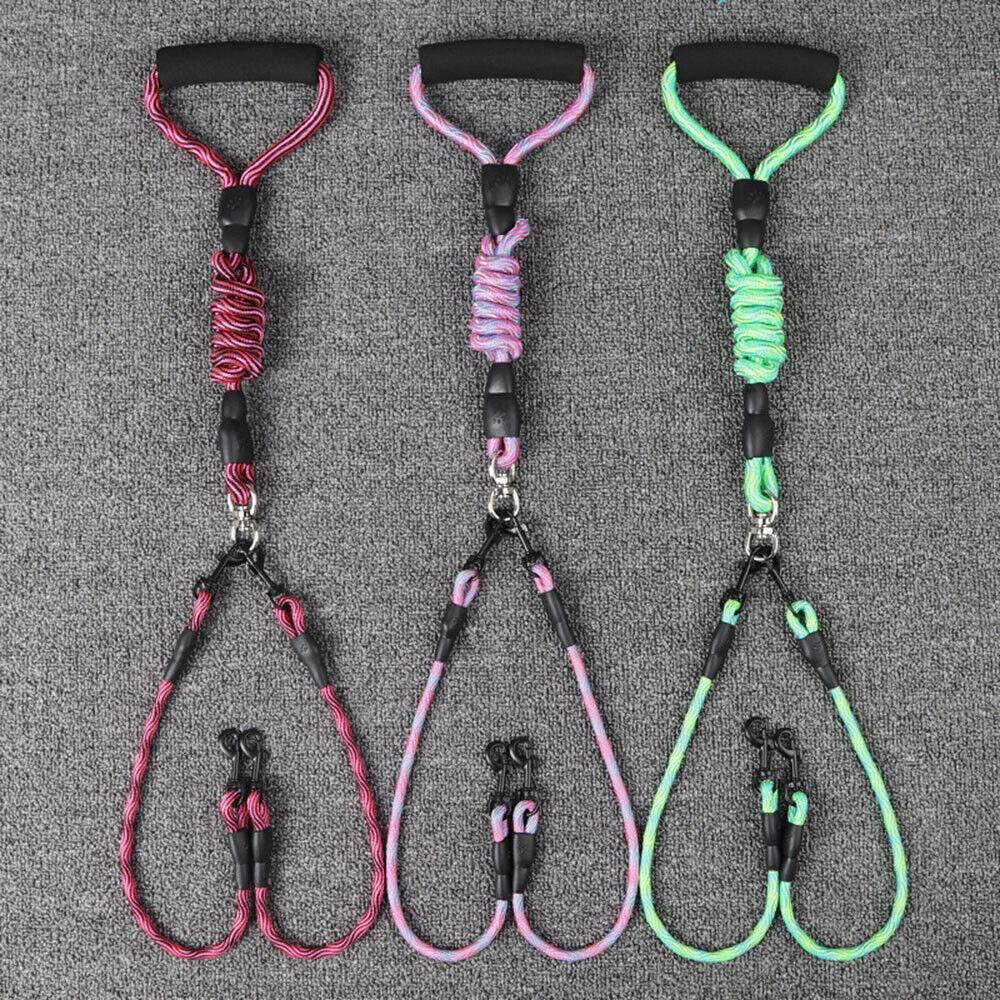Walking Dog Puppy 2 Heads Leashes Dual Head Dog Leash Rope Portable Pet Walking Leash Lead  Dog