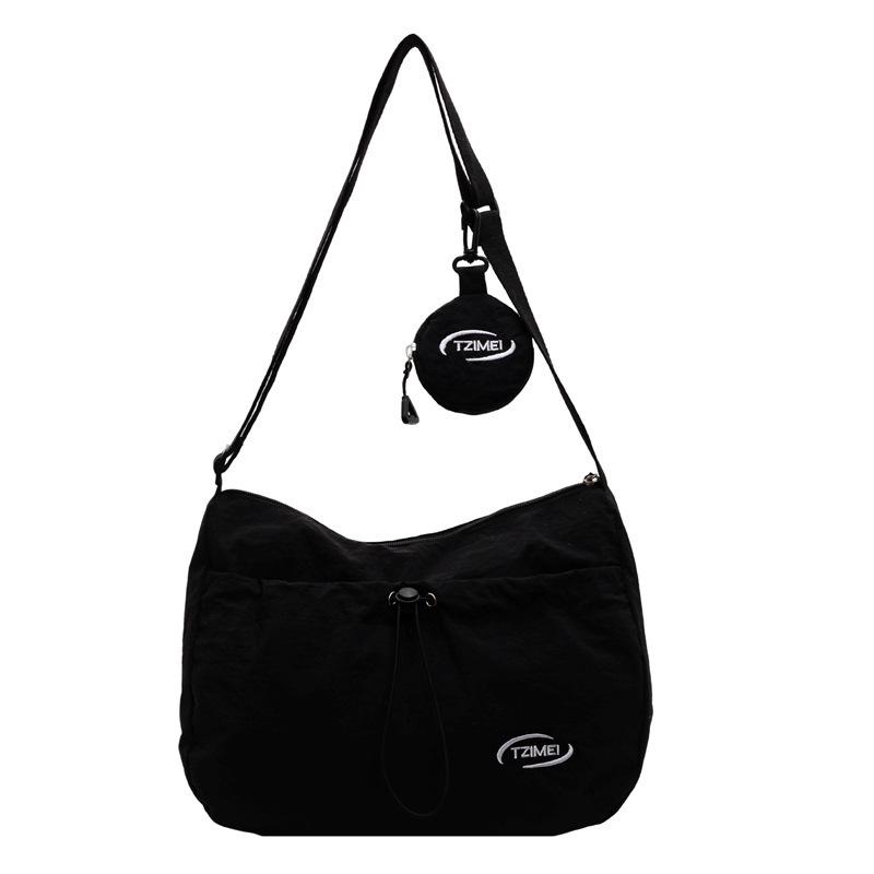 Korean Style Large Capacity Canvas Tote Bag - 2025 Autumn Pleated Niche Shoulder Crossbody Bag