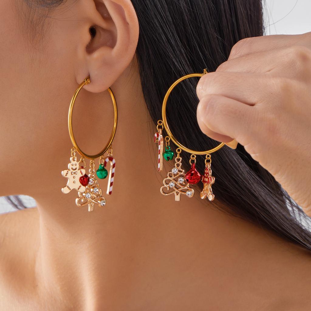Boucles d'oreilles Puce Pendantes Étoile Cristal Zircon Arbre de Noël Couleur Argent Bijoux Xmas Cadeau Fête Femme Vente Chaude 2026