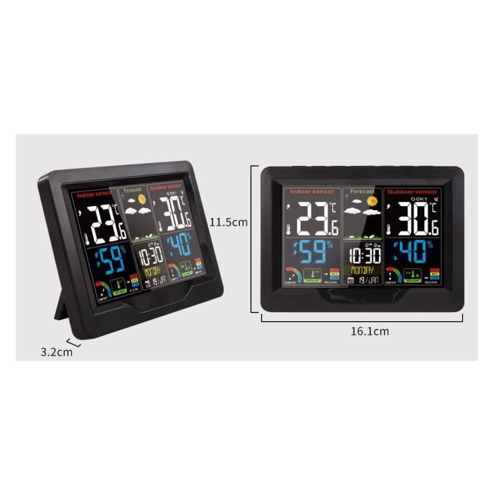 Station Météo - Sans Fil - Capteur Extérieur - LCD Coloré - Alarme - Température &amp; Humidité