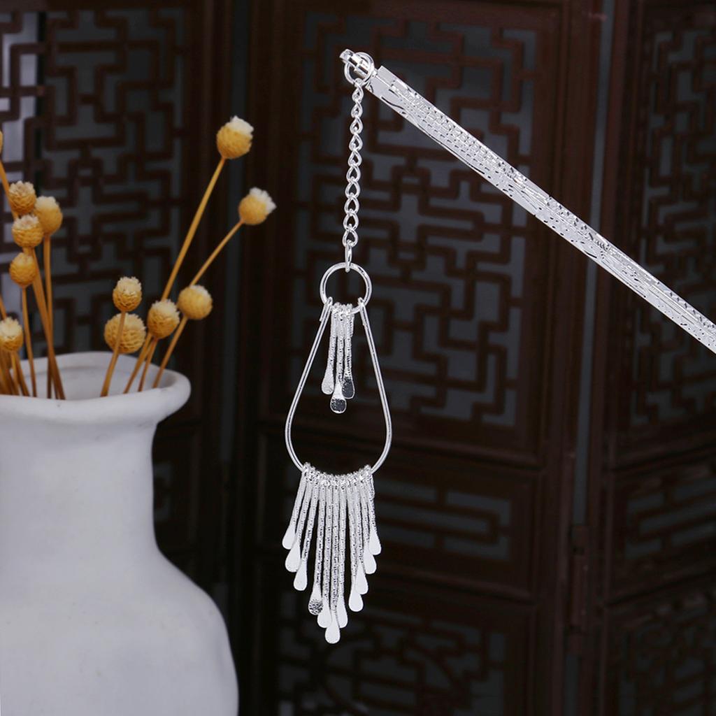 Miao Geometric Hollowed Out Step Shaking Tassel Hairpin Vintage Peacock Tassel Ancient Wind Cheongsam Cheongsam Hanbok Hair Ornaments