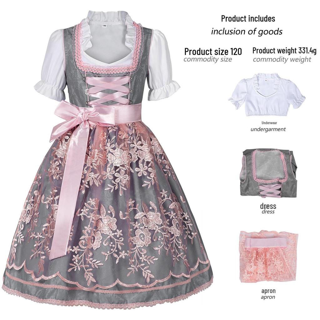 Spring/Summer 2025 European and American Women's Maid Costume Beer Girl Lace-Up Dress Set