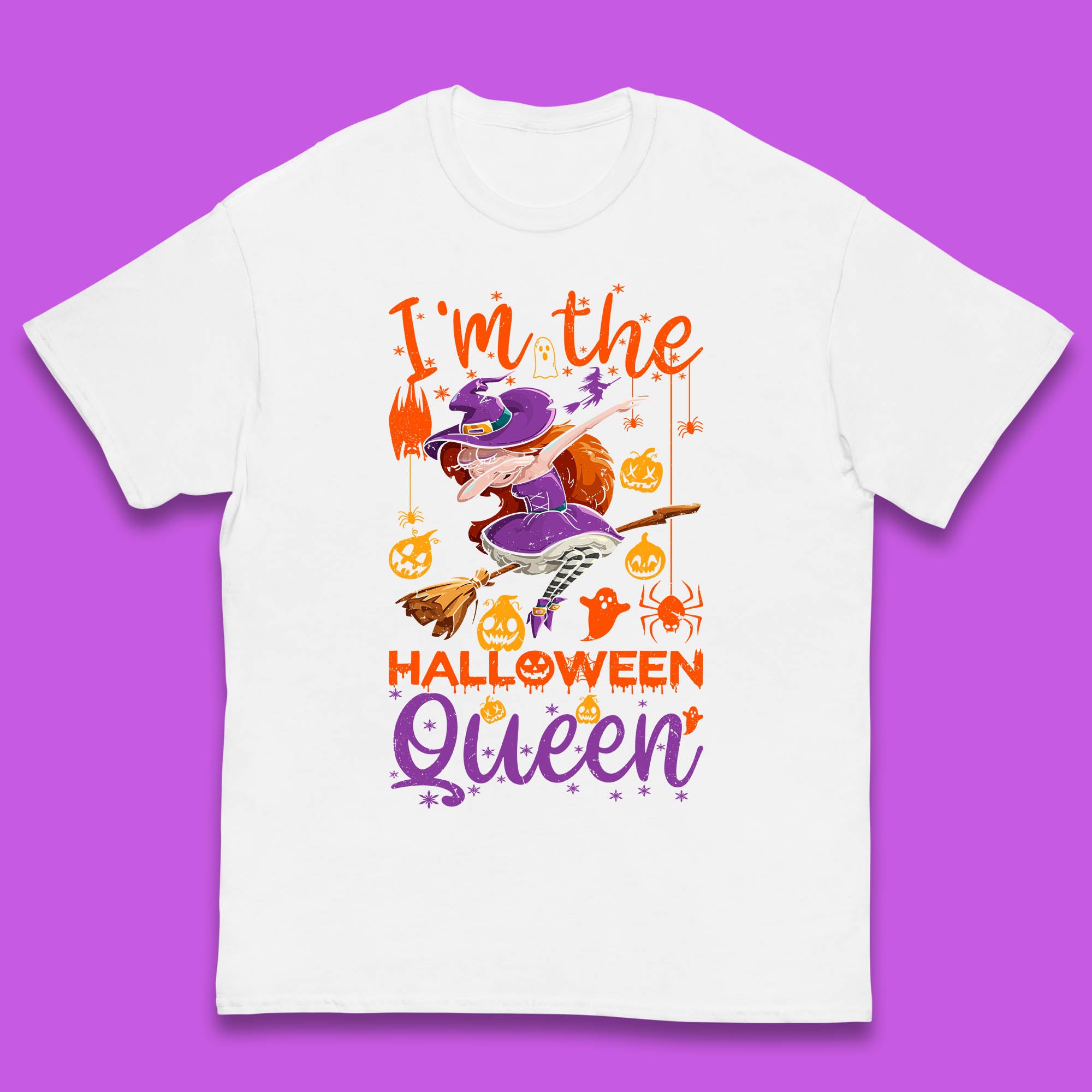 I m The Halloween Queen Dabbing Witch Pumpkin Season Funny Dab Dance Witch Kids T Shirt 100