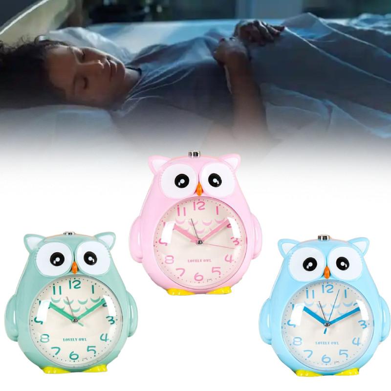 Cartoon Alarm Owl Clock With Talking Night Light Silent Decoration Function