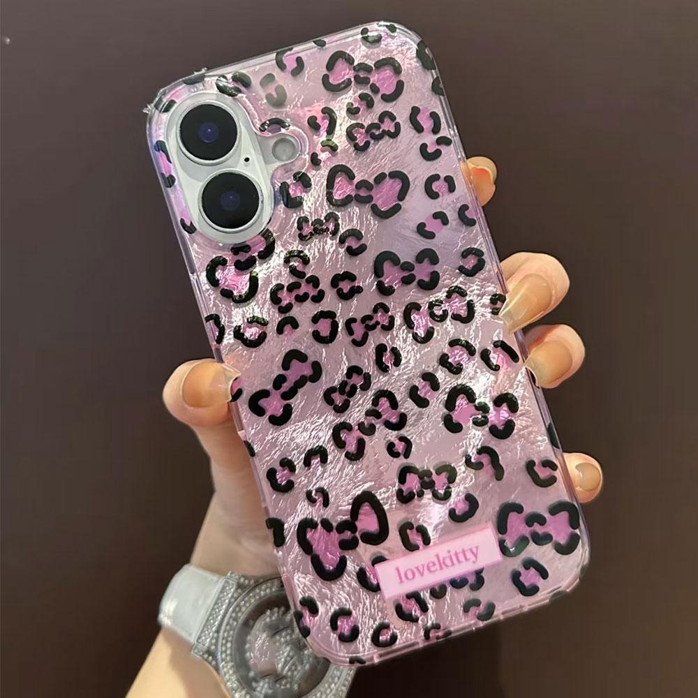 Retro Pink Leopard Glacier Texture Phone Case for iphone 16 15 14 7 8 Plus 13 Pro Max X XS XR SE 2022 Silicone Back Shell Cover