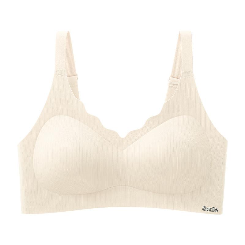 One-piece fixed cup seamless underwear women's small breasts gather thin naked without steel ring anti-sagging adjustment bra