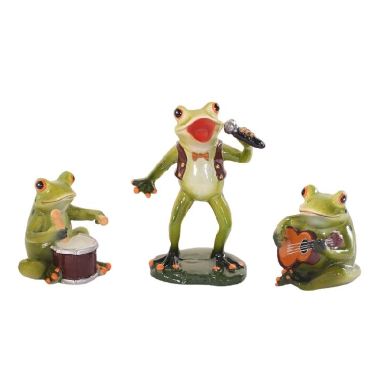 

3 Piece Frogs Band Statues Resin Craft Miniature Animal Figurines Collectibles Ornaments For Outdoor Indoor Decoration 1