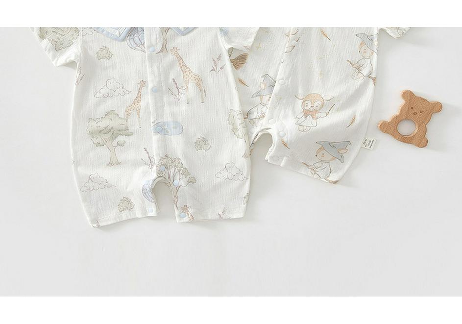 Newborn Summer Cotton Romper - Short Sleeve for Boys & Girls, Cute and Cool Design