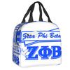 Custom Zob Zeta Phi Beta Greek Letter Insulated Lunch Bags for School Office Leakproof Thermal Cooler Bento Box Women Children