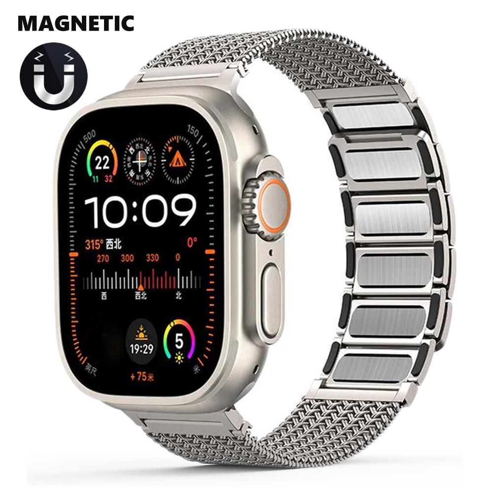 Magnetic Stainless Steel Loop Strap For Apple Watch Ultra 2 49mm 41 45mm Milanese Band for iWatch series 9 8 7 6 5 se 42mm 44mm