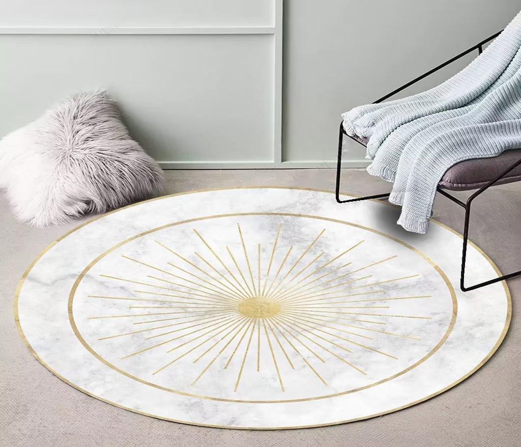 Nordic Round Printed Carpet Abstract Art Large Rugs for Living Room 200cm Coffee Table Rug Room Decor Bedroom Non-slip Chair Mat