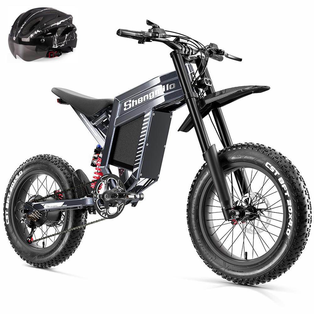 Electric Bicycle All Terrain Shengmilo S900 20" 1500W Motor Full Suspension Ebike For Adult 7 Speed Top Speed 65Km Max Load 150Kg Grey