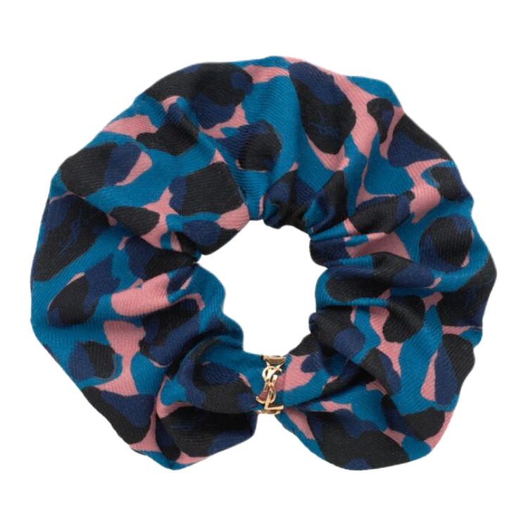 

Saint Laurent Leopard Print Wool Hair Tie Women accessories Blue 8437023Y2004380 F,Blue