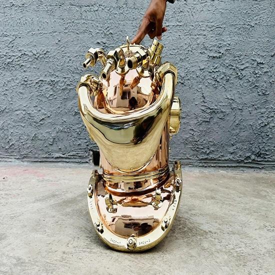 55.88 Cm Copper Brass Diving Helmet U.S Navy Mark V Scuba Divers Helmet