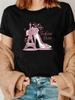 WoUnisex Mode Paris Eiffelturm High Heel Grafik Kurzarm Rundhals Sommer Kurzarm Harajuku Streetwear