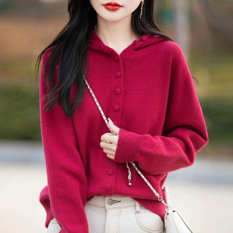 Hooded Sweater Coat for Women Autumn and Winter Loose and Thick Knitted Cardigan Stylish Paired with Long-sleeved Knitted Coat